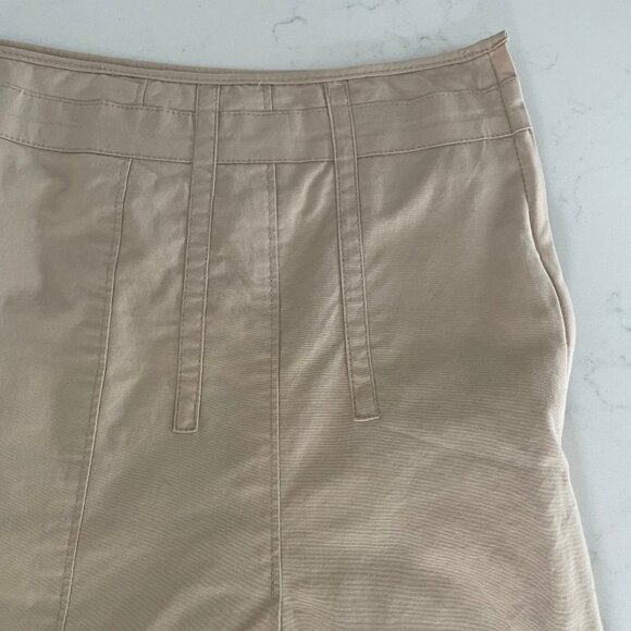 RW&CO. Casual Neutral Lined Cotton A Line Skirt 4 Pleats Front & Back Tan Sz 10 - Picture 3 of 10